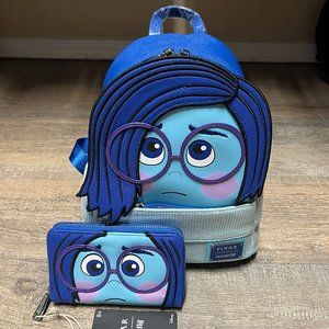Lougefly Inside Out Sadness Cosplay Mini Backpack & Wallet
